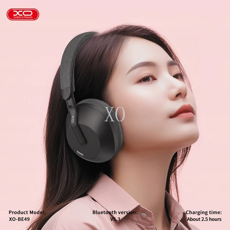 سماعة XO BE49 بلوتوث – فوق الأذن، مع خاصية إلغاء الضوضاء، قابلة للطي – باللون الأسود - إكس أو - Image 2